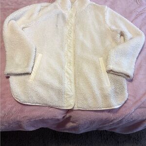 Woman’s white Sherpa Jacket - Cozy Button-Front Outerwear